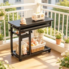 Portable Desk Side Table with Power Outlet Mobile C Table for Bedroom Or Office Use