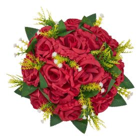 Flower Balls Arrangement Bouquet 10 PCS, 9.5-Inch Wedding Red Roses Centerpieces
