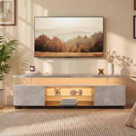 TV Stand for 55 Inch TV LED Gaming Entertainment Center Media Storage Console Table with Large Side Cabinet for Living Room (Grey+Black)