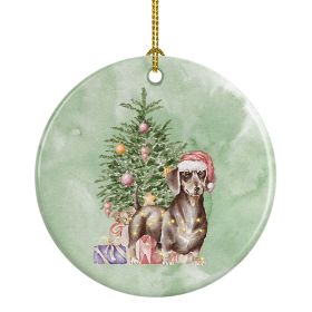 Dachshund Chocolate Tan Christmas Presents and Tree Ceramic Ornament Christmas Tree Hanging Decorations for Home Christmas Holiday, Party, Gift,