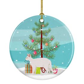 NEW White Devon Rex Cat Christmas Ceramic Ornament Christmas Tree Hanging Decorations for Home Christmas Holiday, Party, Gift, 3 in, Multicolor