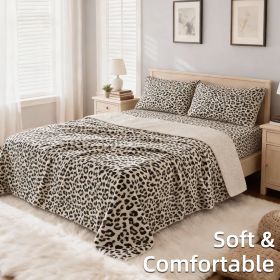 4pcs ultra-soft 85g brushed printed sheets and pillowcases, machine washable, suitable for all seasons (size: queen(59.84''*79.92''))