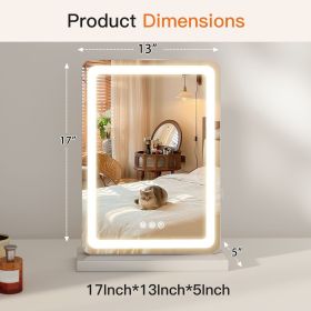 LED Vanity Mirror with Lights Aluminum Frame Bathroom Mirror Dimmable 3 Color Modes Makeup Mirror Memory Function Bedroom (size: 13" x 17")